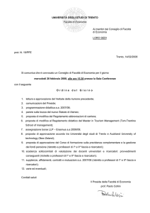 UNIVERSITÀ DEGLI STUDI DI TRENTO Facoltà di Economia Ai