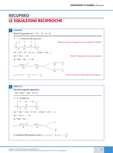 Le equazioni reciproche - Zanichelli online per la scuola