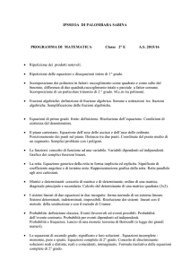 PROGRAMMA DI MATEMATICA Classe 2° A                 A