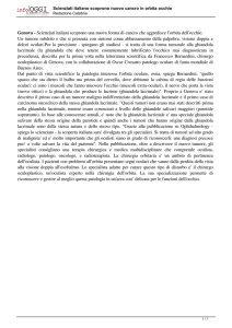 Scienziati italiano scoprono nuovo cancro in orbita occhio