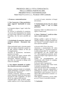 presenza della vita consacrata nella chiesa particolare