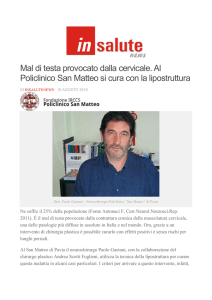 Mal di testa provocato dalla cervicale. Al Policlinico San Matteo si