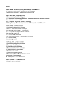 INDICE PARTE PRIMA - LE SCIENZE DELL`EDUCAZIONE