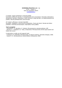ECONOMIA POLITICA I – Classe 17 (A – L) – 8 cfu
