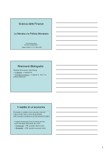 Scienza delle Finanze Riferimenti Bibliografici Il reddito di un