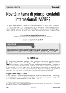 Novità in tema di principi contabili internazionali IAS/IFRS