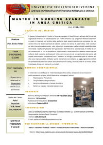 master in nursing avanzato in area critica