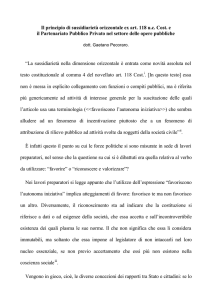 Il principio di sussidiarietà orizzontale ex art 118 uc Cost. e