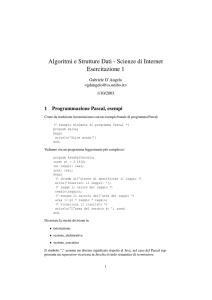 Algoritmi e Strutture Dati - Scienze di Internet Esercitazione 1