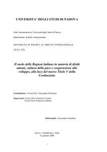 UNIVERSITA` DEGLI STUDI DI PADOVA Il ruolo delle Regioni