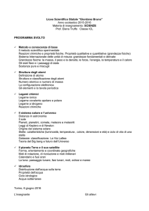 Anno scolastico 2015-2016 Materia di insegnamento: SCIENZE Prof