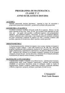 PROGRAMMA DI MATEMATICA CLASSE 3^ C ANNO