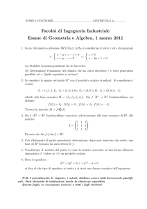 Facolt`a di Ingegneria Industriale Esame di Geometria e Algebra, 1