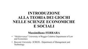 INTRODUZIONE ALLA TEORIA DEI GIOCHI NELLE SCIENZE