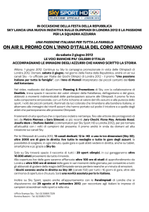 on air il promo con l`inno d`italia del coro antoniano