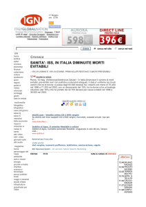 SANITA`: ISS, IN ITALIA DIMINUITE MORTI EVITABILI