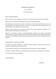 PROGRAMMA DI MATEMATICA IV A L. EINAUDI Prof. Cecilia
