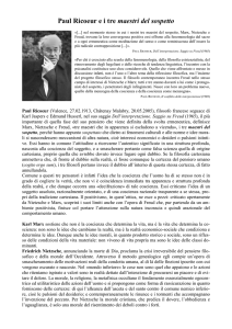 Paul Ricoeur ei tre maestri del sospetto - Digilander