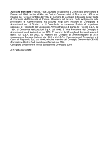 Aureliano Benedetti (Firenze, 1935), laureato in Economia e