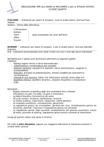 INDICAZIONE PER GLI ESAMI di RECUPERO o per lo STUDIO