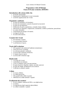 Programma svolto di Biologia Classe II B anno scolastico 2010/2011