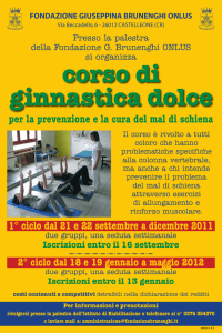 per la prevenzione e la cura del mal di schiena 1° ciclo dal 21 e 22