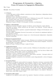 Programma di Geometria e Algebra, Corso di