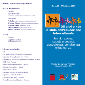 Immigrazione, scuola e società: accoglienza, convivenza, cittadinanza.