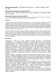 Maurizio Ambrosini, Sociologia delle migrazioni. Il Mulino, Bologna