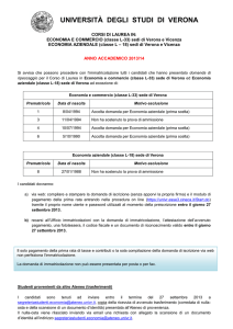 Immatricolazione candidati ripescati - DSE