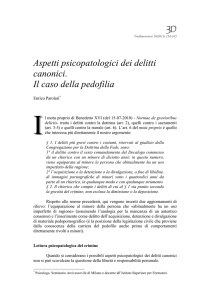 Aspetti psicopatologici dei delitti canonici. Il caso della pedofilia