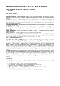 PROGRAMMA DI METODI PROBABILISTICI, STATISTICI E