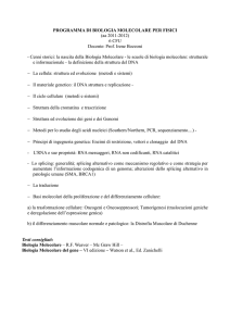 PROGRAMMA DI BIOLOGIA MOLECOLARE PER FISICI (aa 2011