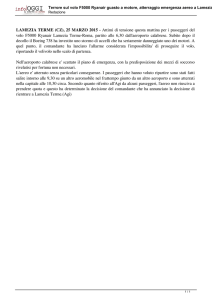 Terrore sul volo F5000 Ryanair guasto a motore