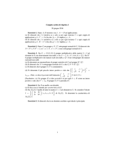 Esame di Giugno 2016 di Algebra 1