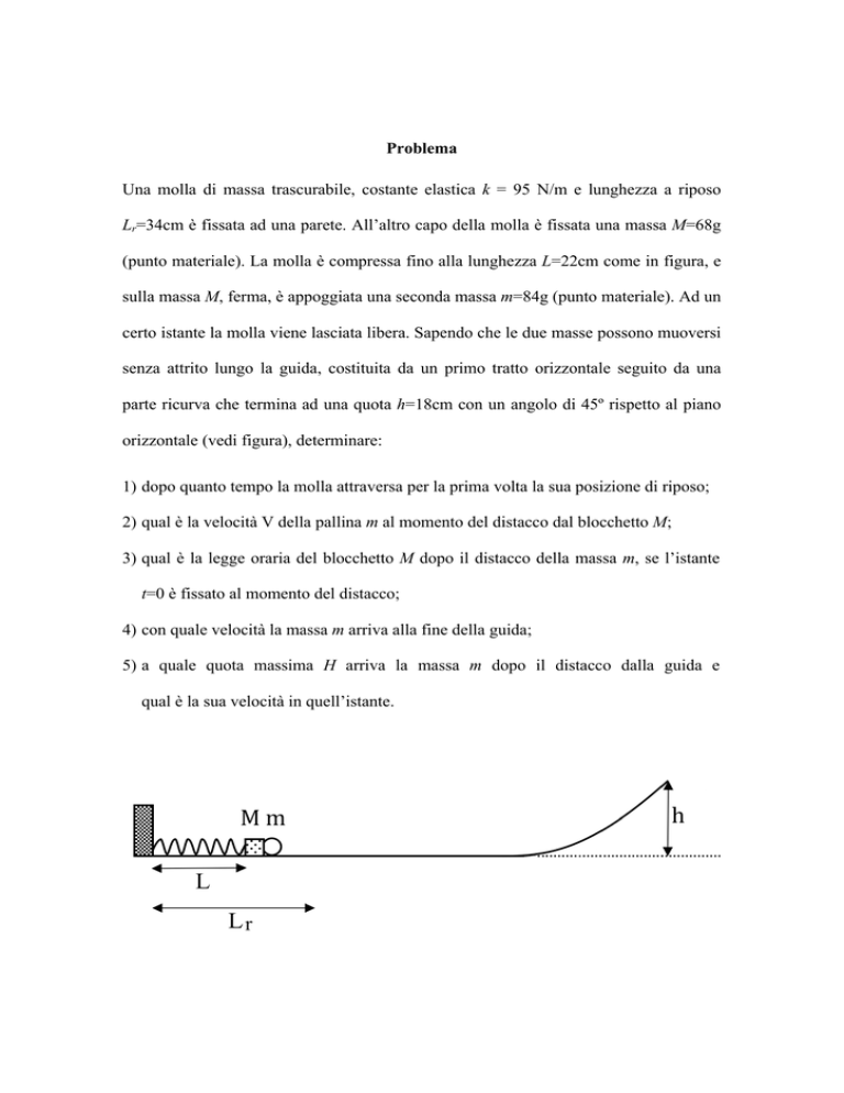 Problema Una Molla Di Massa Trascurabile Costante Elastica K 95