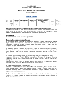Fisica della Materia con esercitazioni