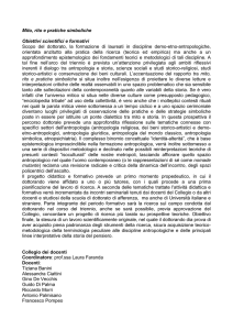 Mito, rito e pratiche simboliche Obiettivi scientifici e formativi Scopo