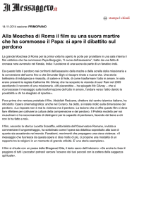 Alla Moschea di Roma il film su una suora martire che ha commosso