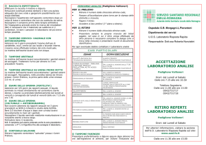 Volantino informativo accesso, esami su urine