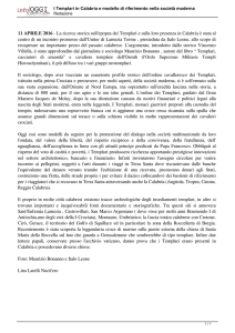 I Templari in Calabria e modello di riferimento nella