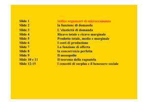 Slide 1 Indice argomenti di microeconomia Slide 2 la funzione di