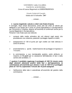 UNIVERSITA` della CALABRIA FACOLTA` di ECONOMIA Corso di