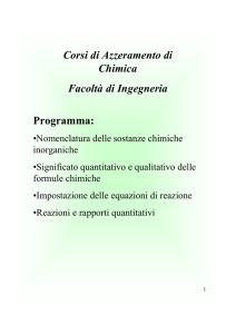 Contenuto del corso Introduttivo di Chimica