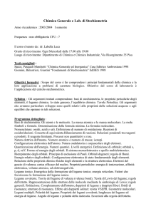Chimica Generale e Lab. di Stechiometria