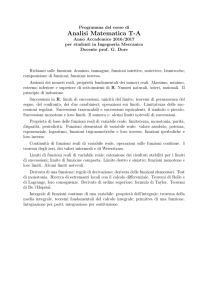 Analisi Matematica T-A - Dipartimento di Matematica