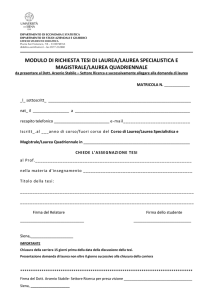 modulo di richiesta tesi di laurea/laurea specialistica e magistrale