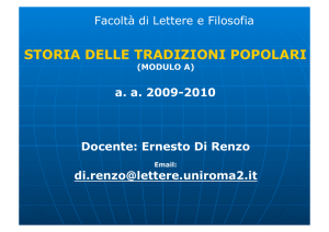 STORIA DELLE TRADIZIONI POPOLARI (MODULO A)