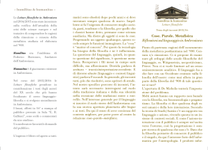 Cose. Parole. Metafisica Riflessioni sul linguaggio in Ambrosiana