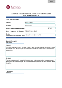 Sociologia - Dipartimento di Scienze Politiche